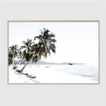 White Ocean Mountain And Palm Trees Art Print-Heart N' Soul Home