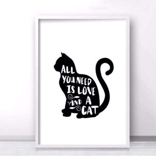 All You Need Is Love And A Cat Canvas Print-HeartnSoulHome-10x15 cm no frame-Heart N' Soul Home