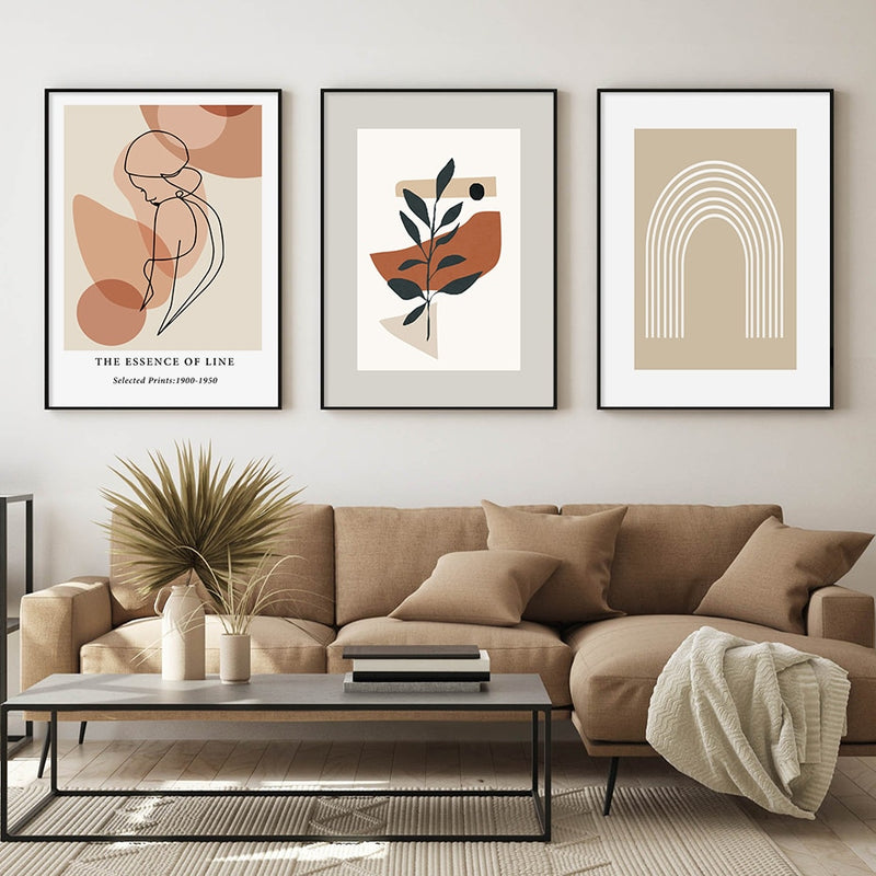 Earthy Tone Figure And Flower Sketches Canvas Art Prints