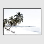White Ocean Mountain And Palm Trees Art Print-Heart N' Soul Home