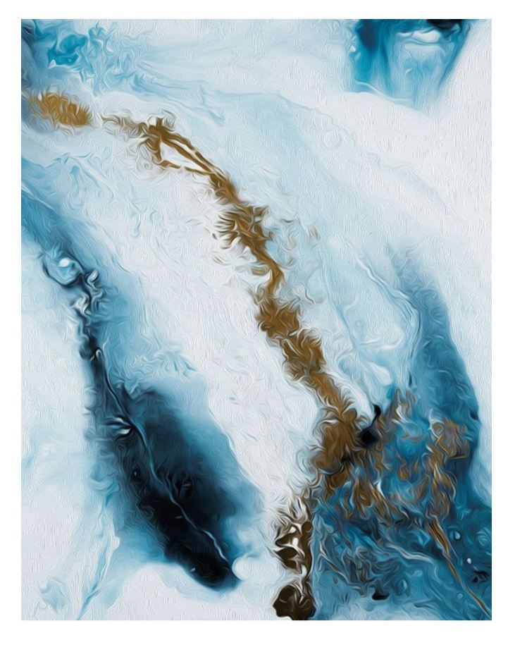 Abstract Blue Ice Capped Mountain and Ocean Canvas Art Prints