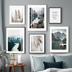 Mountain Lake And Reed Canvas Art Prints