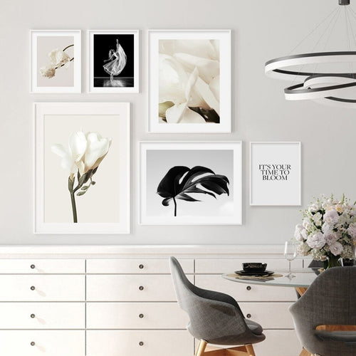 It Is Time To Bloom White Floral Canvas Art Prints-Heart N' Soul Home