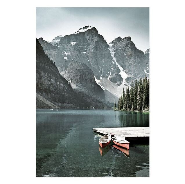Mountain Lake And Reed Canvas Art Prints