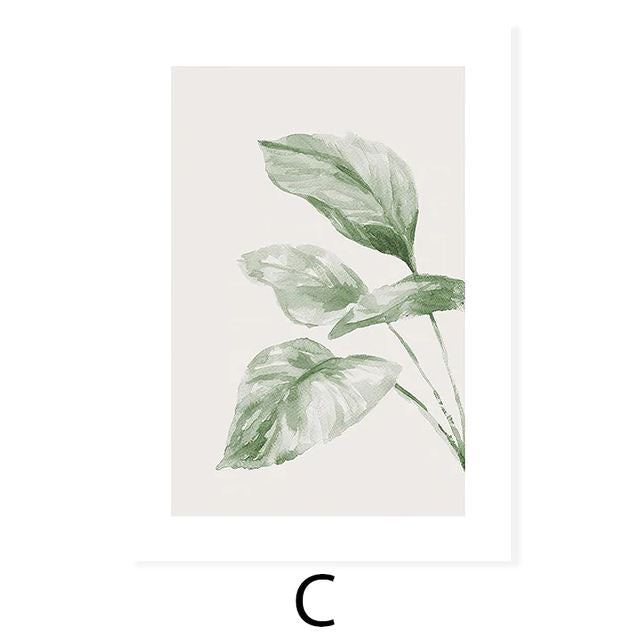 Minimalist Green Botanical illustrations Canvas Prints