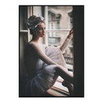 The Girl Sitting By The Window And Peony Flowers Canvas Art Prints