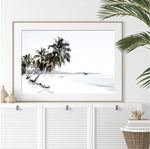White Ocean Mountain And Palm Trees Canvas Art Prints
