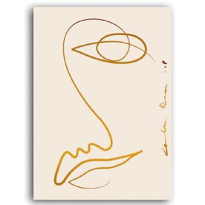 Abstract Art Woman Outline Geometric Pattern Canvas Painting Prints-Heart N' Soul Home-10x15 cm no frame-Face-Heart N' Soul Home