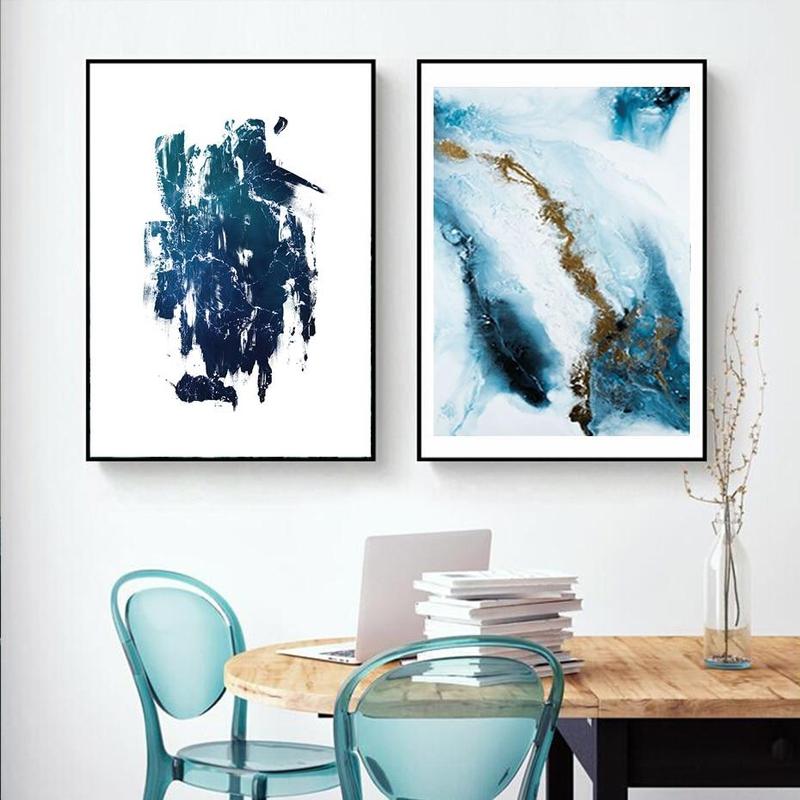 Abstract Blue Ice Capped Mountain and Ocean Canvas Prints-Heart N' Soul Home-Heart N' Soul Home