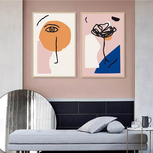 Abstract Face And Flower Canvas Prints-Heart N' Soul Home-Heart N' Soul Home