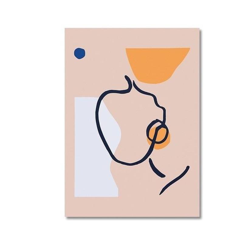 Abstract Figure Outline Canvas Painting Prints-Heart N' Soul Home-10x15 cm no frame-Pink Abstract-Heart N' Soul Home