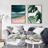 Calm Beach And Monstera Leaves Canvas Painting Prints-Heart N' Soul Home-Heart N' Soul Home