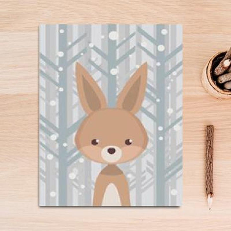 Cute Cartoon Fox Bear Deer Kids Wall Art Canvas Painting Prints-HeartnSoulHome-10x15 cm no frame-rabbit-Heart N' Soul Home