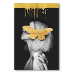 Girl With Golden Butterfly A Canvas Painting Print-Heart N' Soul Home-10x15 cm no frame-Heart N' Soul Home