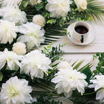 Large Artificial White Dahlia flowers-Heart N' Soul Home-5 x Large Dahlias-Heart N' Soul Home