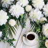 Large Artificial White Dahlia flowers-Heart N' Soul Home-5 x Large Dahlias-Heart N' Soul Home