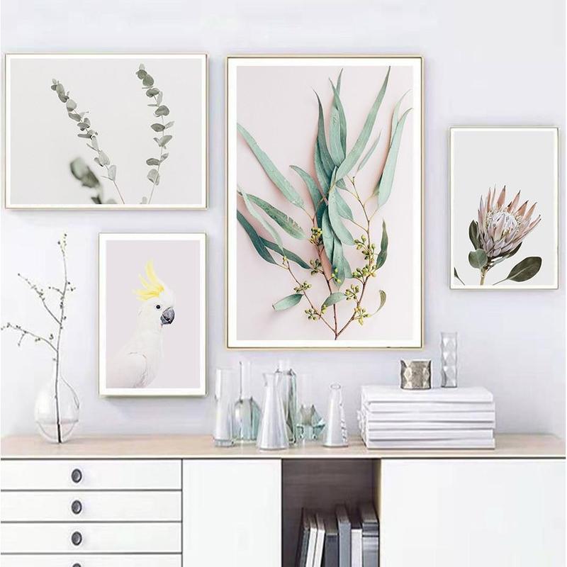 Leaves, Protea And Parrot Canvas Prints-Heart N' Soul Home-Heart N' Soul Home
