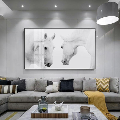 Nordic White Horse Canvas Print-Heart N' Soul Home-40x20cm no frame-Heart N' Soul Home