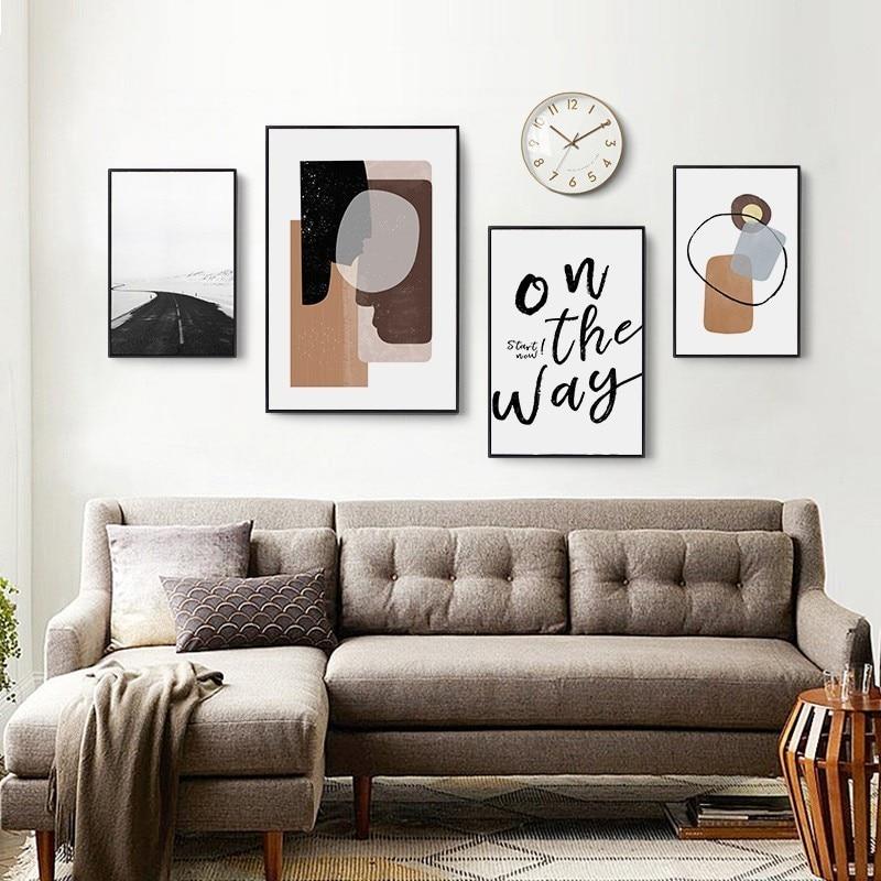On The Way Vintage Scandinavia Geometric Abstract Canvas Painting Prints-Heart N' Soul Home-Heart N' Soul Home