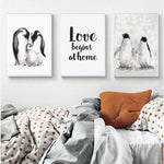 Penguin Family Love Canvas Painting Prints-HeartnSoulHome-Heart N' Soul Home