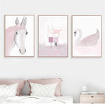Pink Unicorn / Girl Canvas Painting Prints-Heart N' Soul Home-Heart N' Soul Home