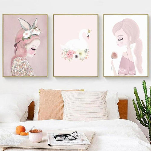 Pink Unicorn / Girl Canvas Painting Prints-Heart N' Soul Home-Heart N' Soul Home