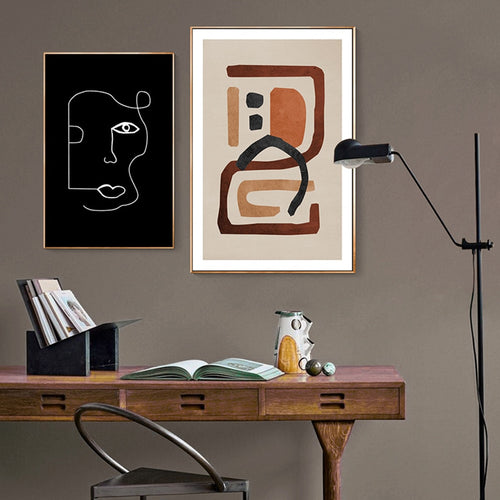 Brown Olivia Abstract Art Canvas Prints-Heart N' Soul Home
