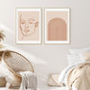 Terracotta And Beige Abstract Face Line Art Canvas Prints-Heart N' Soul Home