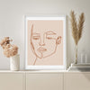 Terracotta And Beige Abstract Face Line Art Canvas Prints-Heart N' Soul Home
