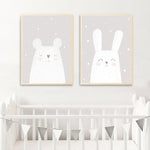 Big White Bear And Rabbit Nursery Poster Canvas Prints-Heart N' Soul Home