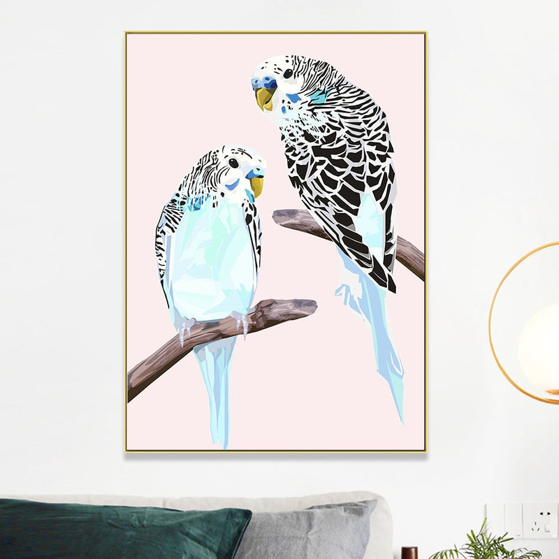 Budgies on The Branches Canvas Prints-Heart N' Soul Home