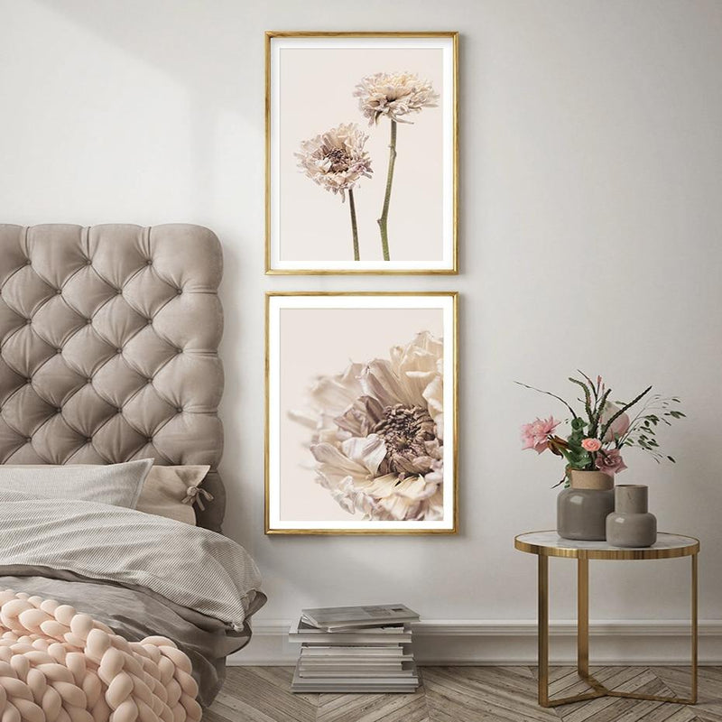 Aubrie Beige Flower Art Prints-Heart N' Soul Home