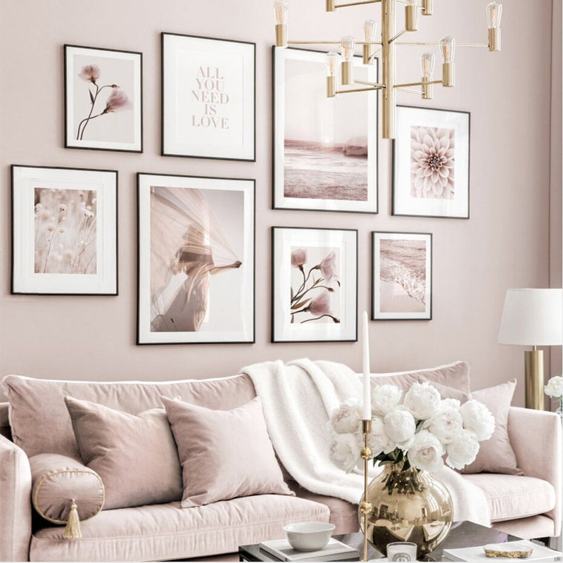 Transparent Pink Flowers Canvas Prints