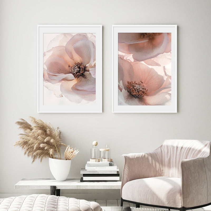 Large Dusk Pink Flowers Canvas Prints