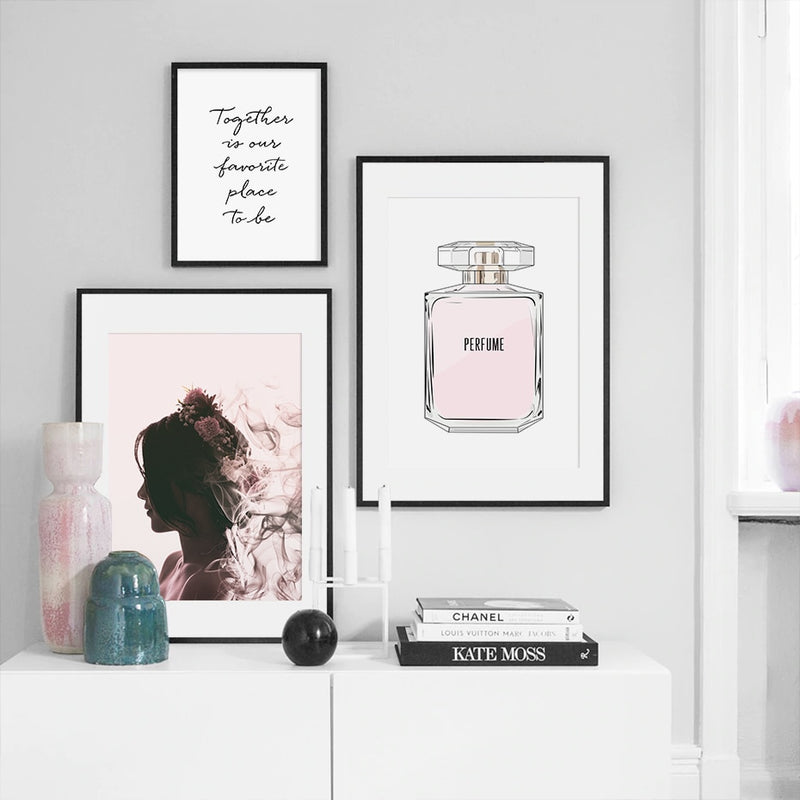 Coco Wall Art Set of 3 Pink A4 Modern Home Room Bedroom Poster
