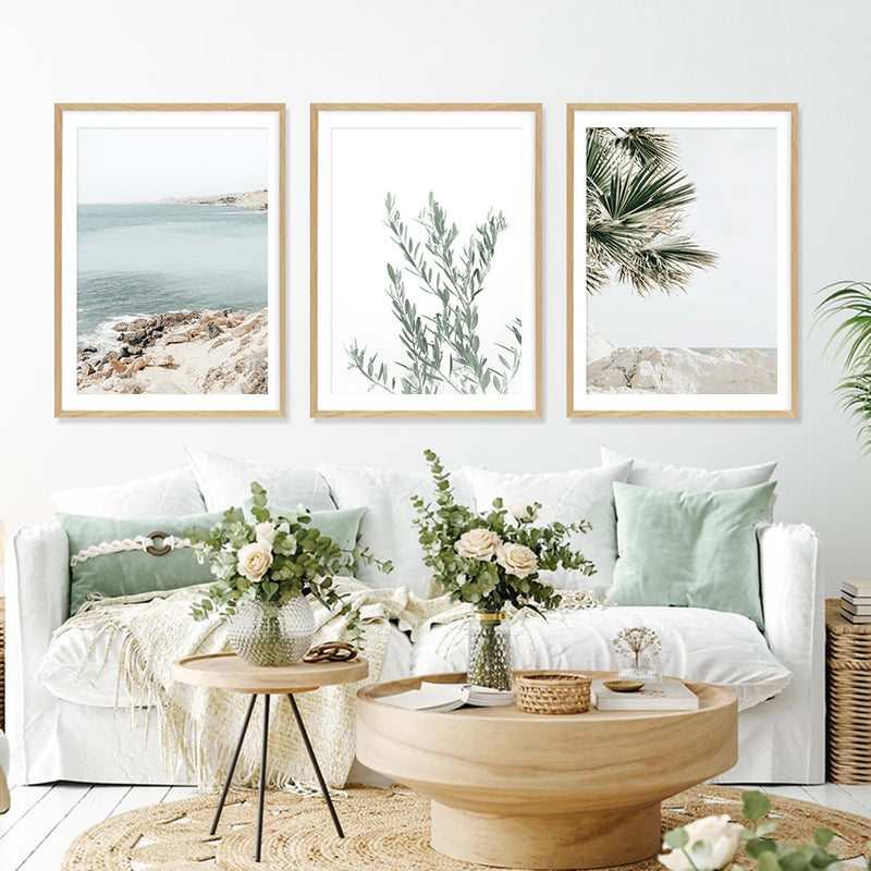 Ocean And Palm Tree Leaves Canvas Art Prints