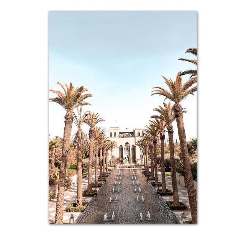 Street With Palm Trees And White Buildings Canvas Prints-Heart N' Soul Home-30x40 cm no frame-Palm Trees Street-Heart N' Soul Home
