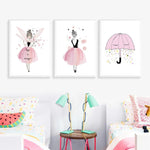 Watercolor Princess Kids Wall Art Canvas Painting Prints-HeartnSoulHome-Heart N' Soul Home